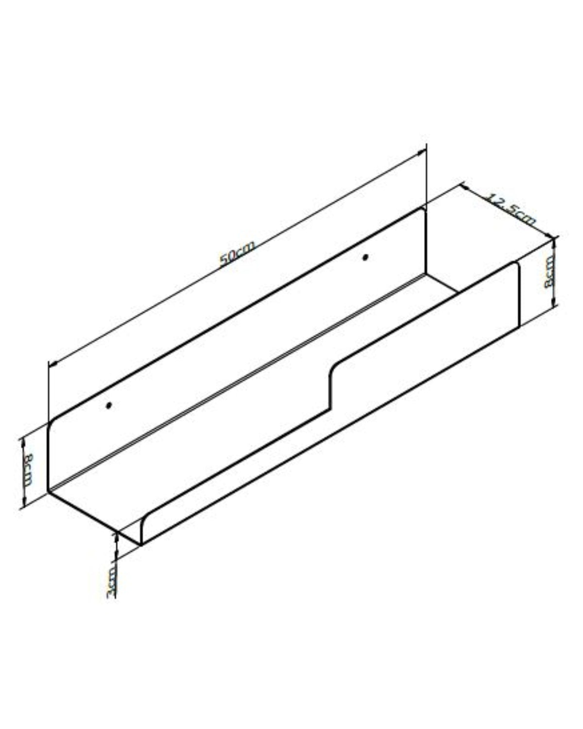Repisa Flotante Escalonada Troya INOX 50  x 12.3 x 80 cm