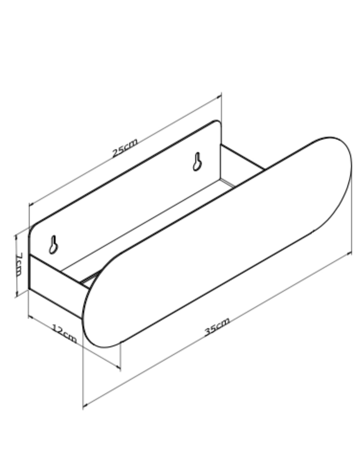 Repisa Flotante Oval INOX 50 x 12 x 10 cm