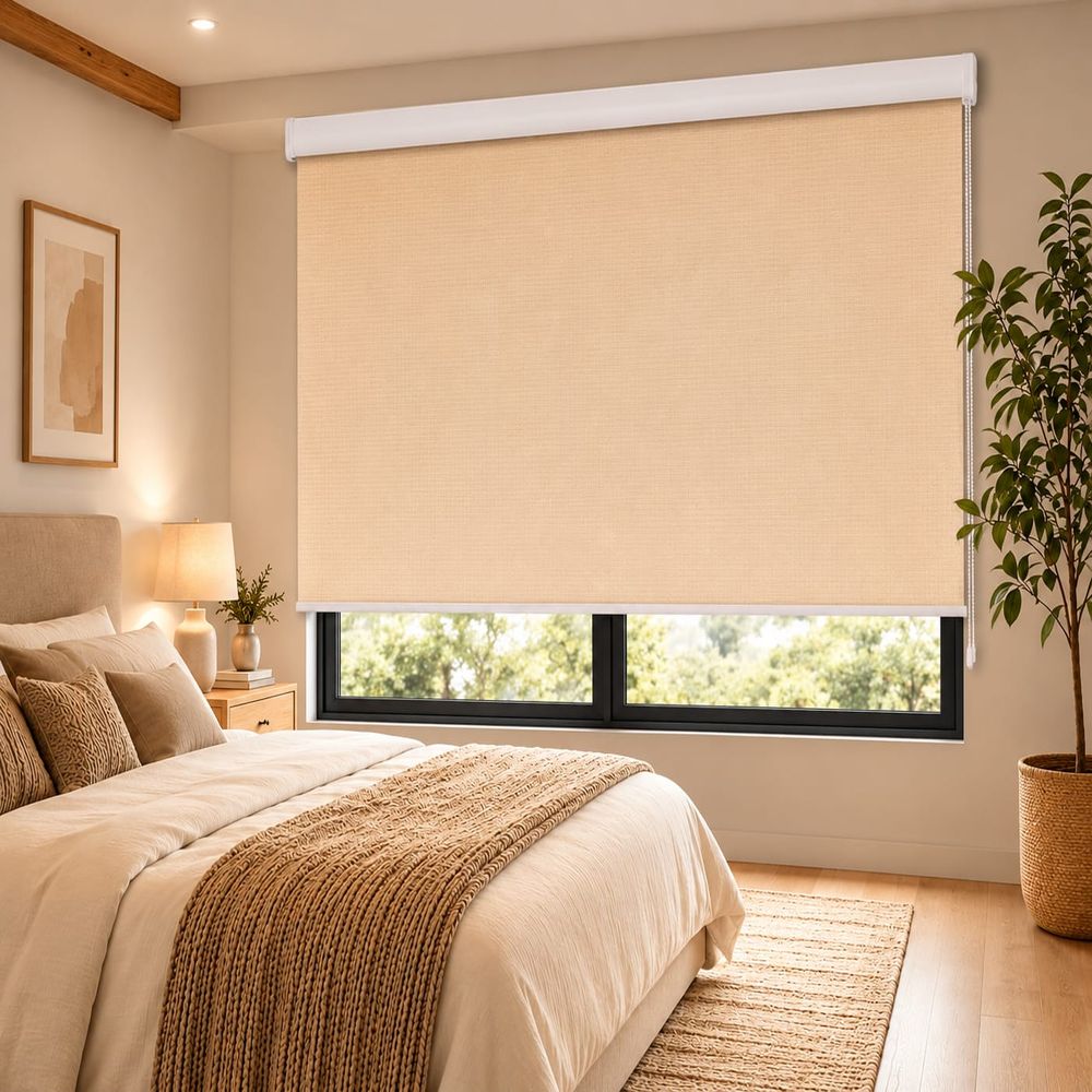 Persiana Enrollable Premium Blackout Clasico Crema