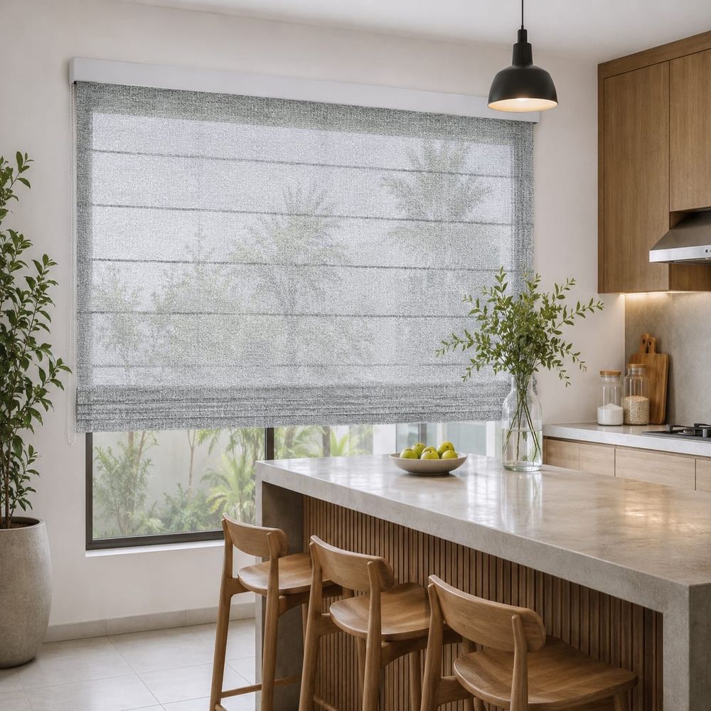 Persiana Romana Premium Screen Noa Gris/Blanco