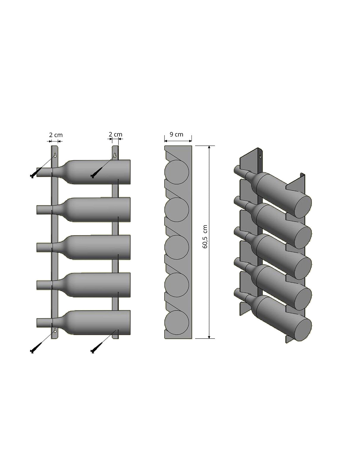 Repisa Vinera Flotante Flup- Capacidad para 5 Botellas