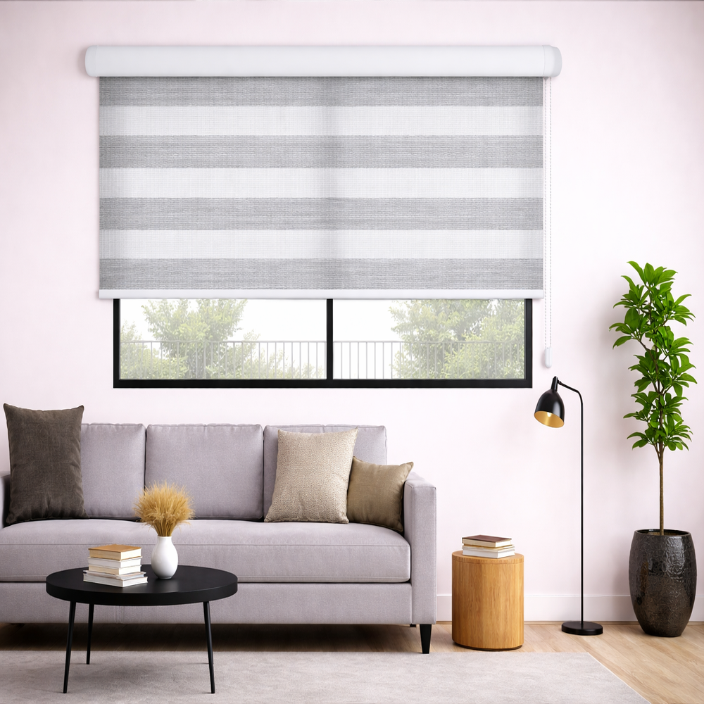Persiana Sheer Elegance Sheer Screen Fina Gris/blanco
